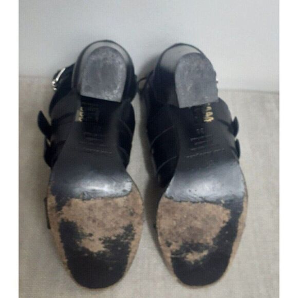 THE KOOPLES Heels Black Leather Strappy‎ Buckle  Block Heels Size 8 EU 38 - Picture 6 of 6